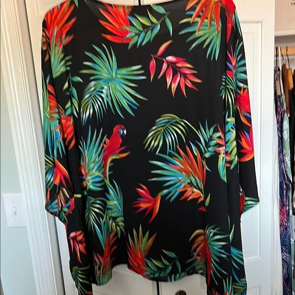 Quacker Factory Black Top with Vibrant Floral Design - Picture 3 of 4